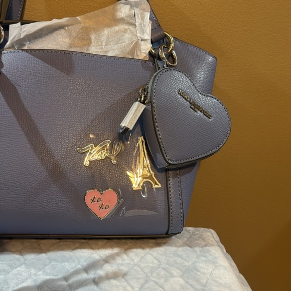 NWT Karl Lagerfeld Blue Crossbody Bag With Baby Pouch With Silver Hardware - Picture 11 of 11